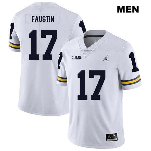 Men's NCAA Michigan Wolverines Sammy Faustin #17 White Jordan Brand Authentic Stitched Legend Football College Jersey HD25W76UE
